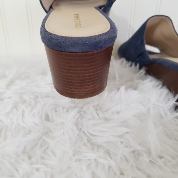 Cole Haan Women's Mules Sz 9B Block Heel Blue Suede Slip On Style - Picture 5 of 9